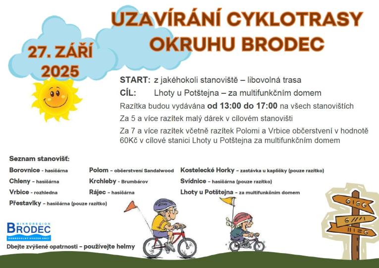 Leták - Uzavírání cyklotrasy okruhu Brodec